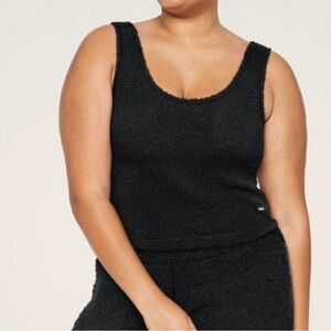 PINK Victoria's Secret Black Cozy Knit Crop Sleep Tank Size XL